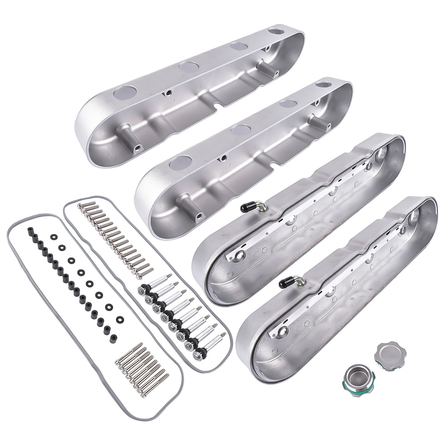 2pcs LS Smooth Cast Valve Covers with Coil Mounts, Replacement for Chevy Small Block SB V8 293 325 346 350 364 376 427 - OEM Compatible Part Numbers 8082-3S, 8082-3, JM8082-3, JM8082-3S