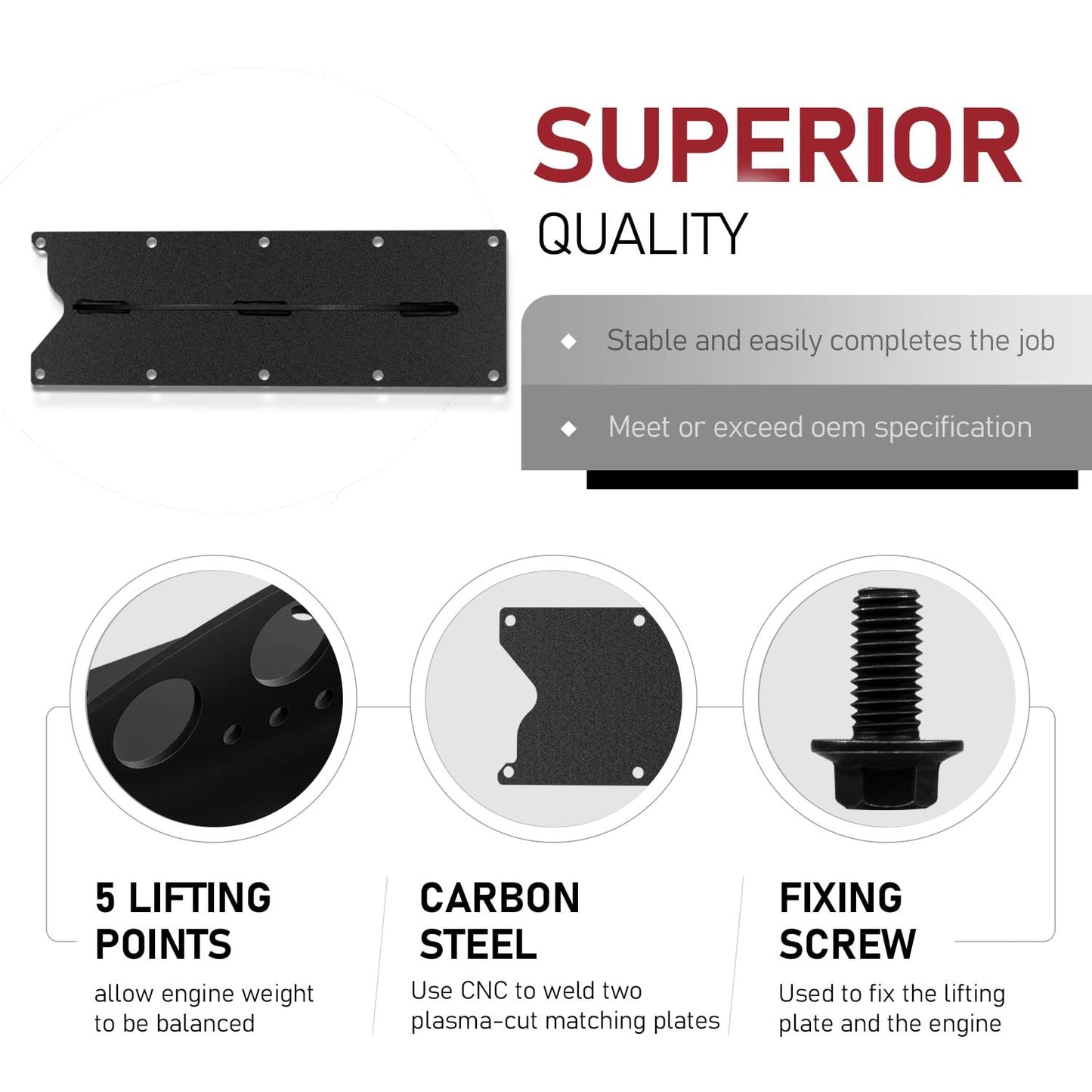 LS Engine Lift Plate Heavy-Duty Hoist Picker Crane for Chevy LS LSX Series LS LS1 LS2 LS3 LQ4 6.0 6.2 5.3 4.8 Gen III IV Engine