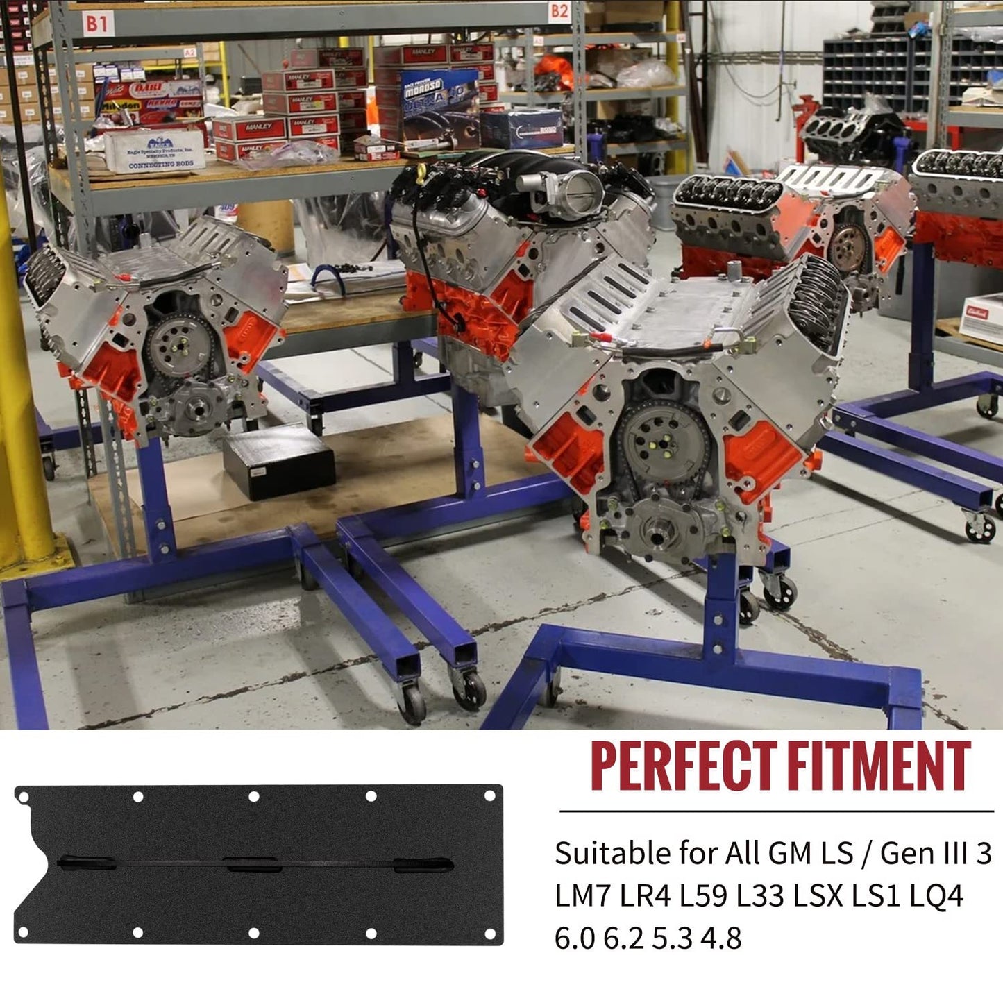 LS Engine Lift Plate Heavy-Duty Hoist Picker Crane for Chevy LS LSX Series LS LS1 LS2 LS3 LQ4 6.0 6.2 5.3 4.8 Gen III IV Engine