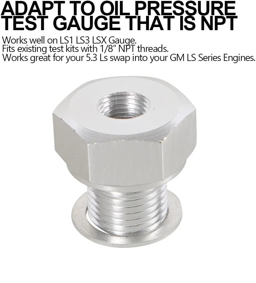 LS Engine Swap M16 1.5 to 1/8" NPT Oil Pressure Sensor Adapter and Coolant Temperature Sensor M12 1.5 to 3/8" NPT for All LS