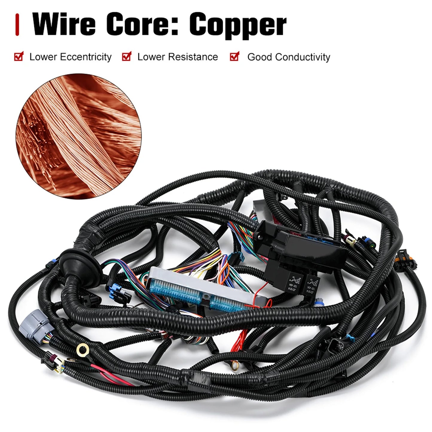 4L60E DBC LS Standalone Wiring Harness with 8 Pack Fuel Injector Connector Adapter EV1 Transfer to EV6 For GM LS1 4.8/5.3/6.0L