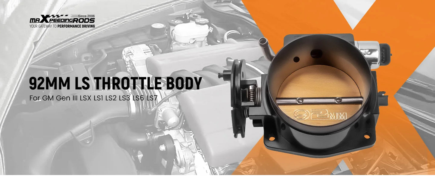 92mm Cable Throttle Body w/ TPS & IAC | Fits LS1 LS2 LS3 LS6 LS7 LSX | The LS Swap Shop