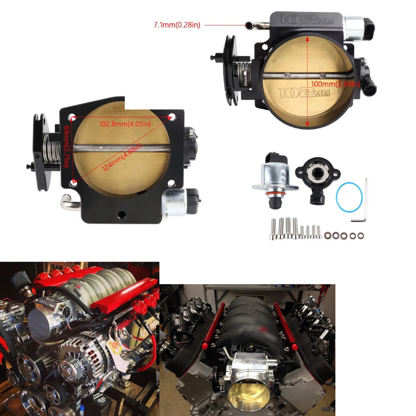 102mm LS Cable Drive Intake Manifold with Throttle Body, TPS & IAC