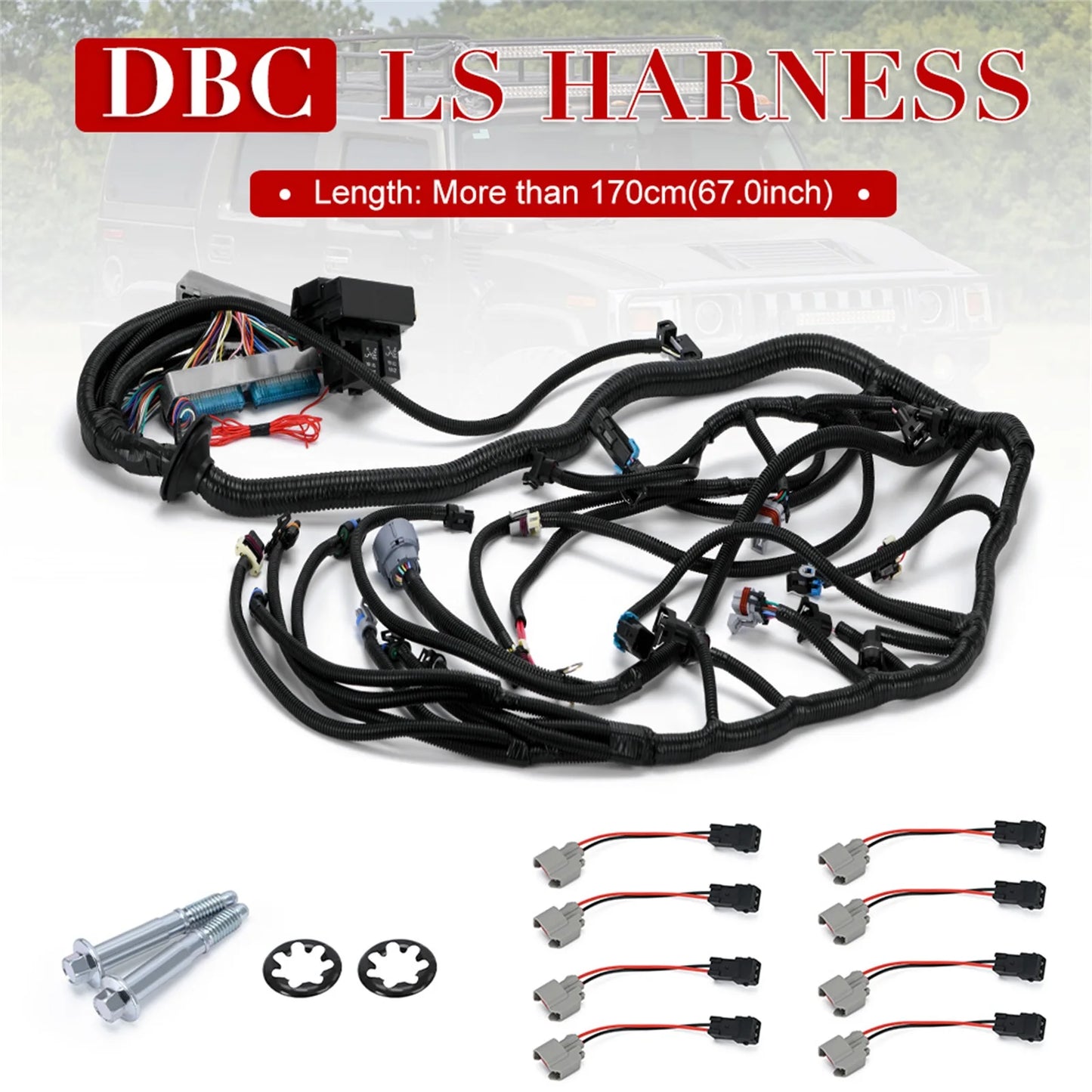 4L60E DBC LS Standalone Wiring Harness with 8 Pack Fuel Injector Connector Adapter EV1 Transfer to EV6 For GM LS1 4.8/5.3/6.0L