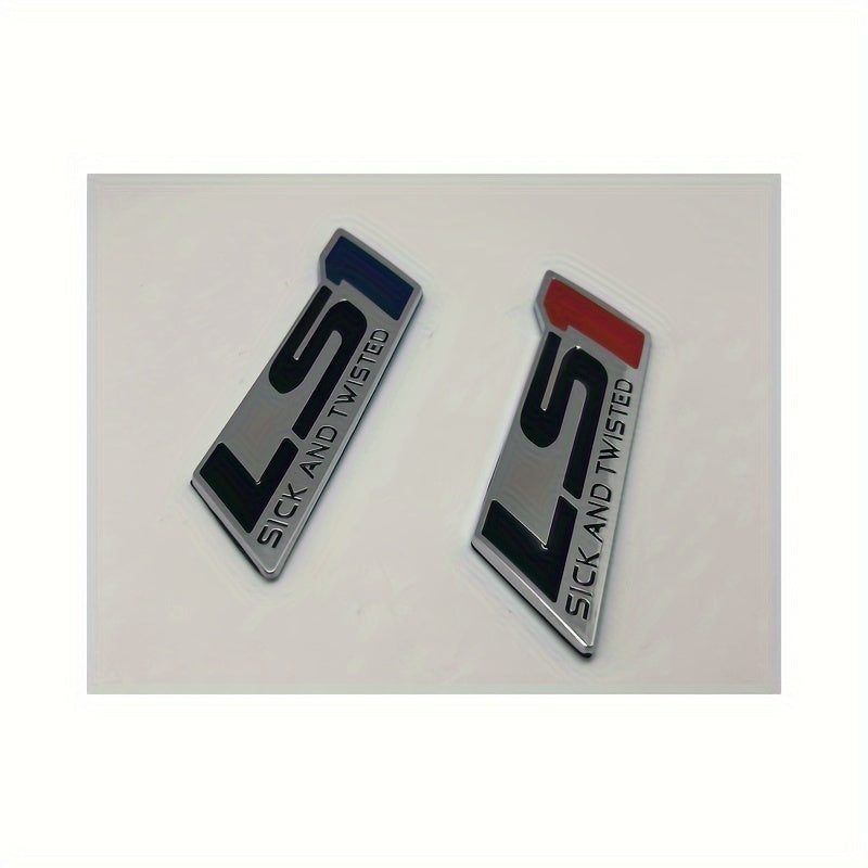 Universal Fit LS1 SICK AND TWISTED Car Emblem, ABS Plastic Auto Badge Decal, Applicable to Various Models - 1 Piece Package