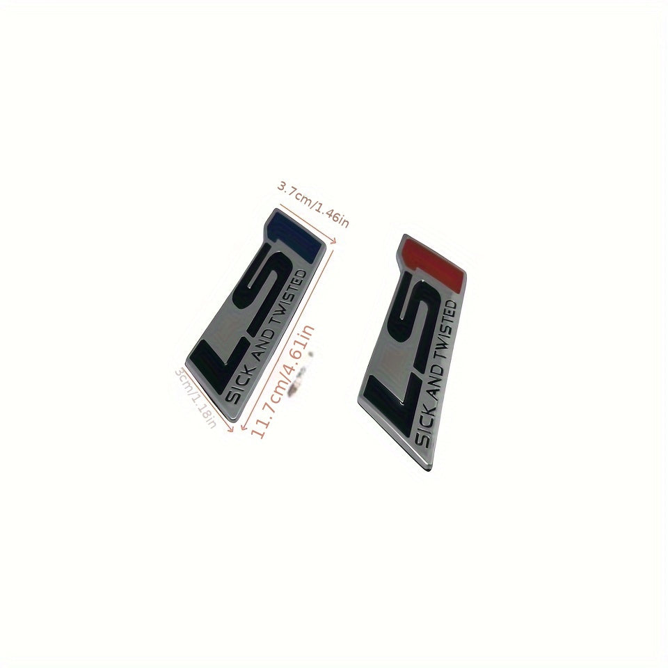 Universal Fit LS1 SICK AND TWISTED Car Emblem, ABS Plastic Auto Badge Decal, Applicable to Various Models - 1 Piece Package