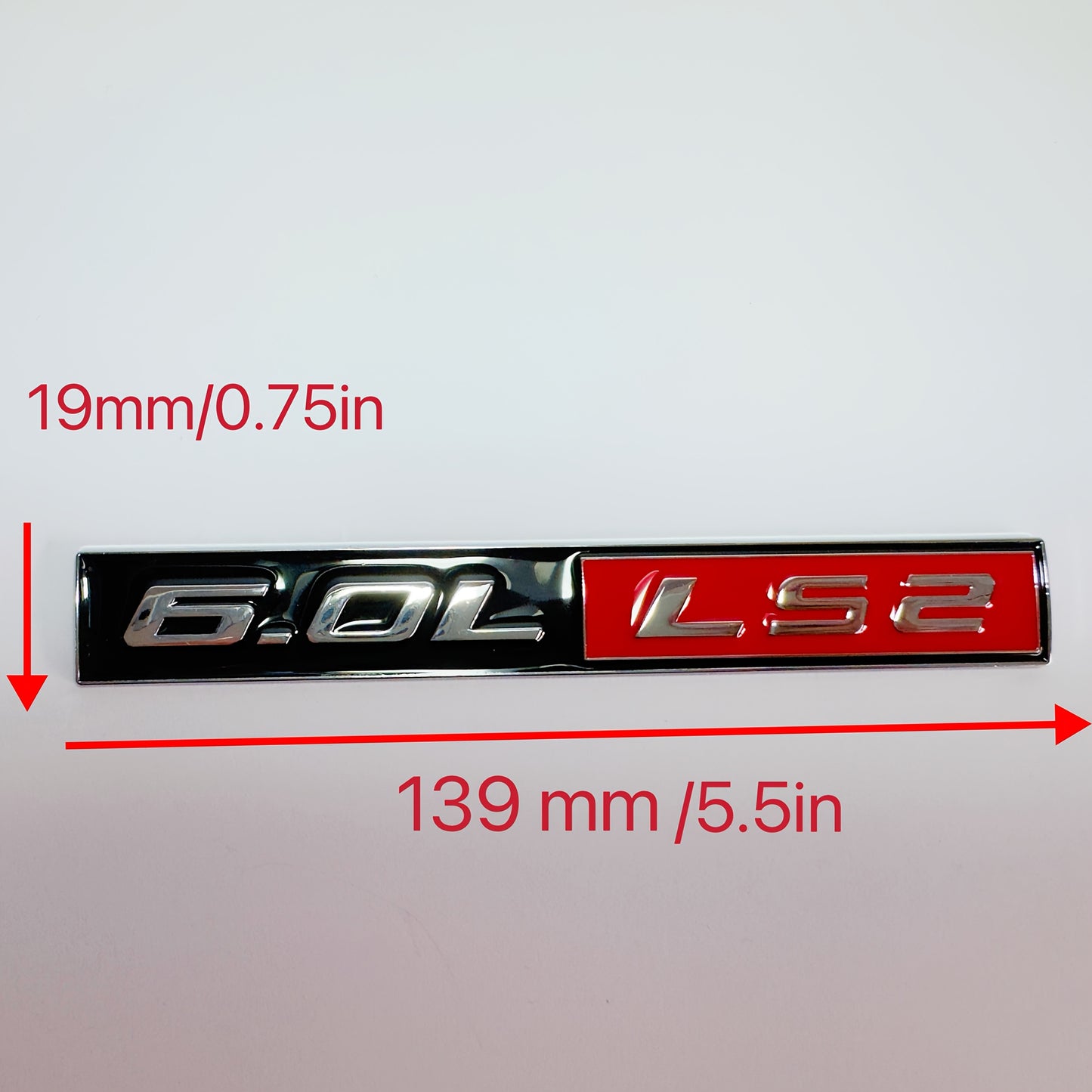 1pc 6.0L LS2 Emblem Black Red Silvery Metal Fender Engine Badge
