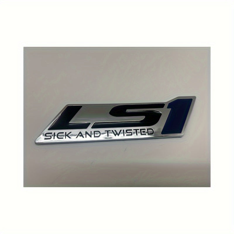 Universal Fit LS1 SICK AND TWISTED Car Emblem, ABS Plastic Auto Badge Decal, Applicable to Various Models - 1 Piece Package