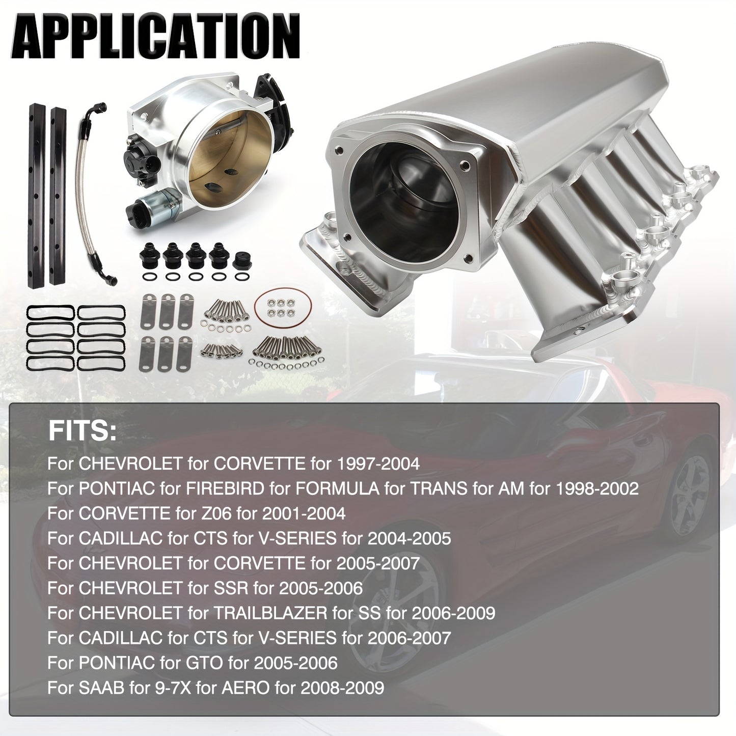 92mm Intake Manifold Kit with Fuel Rail Fit and Throttle Body 92mm Throttle Body Sheet Metal Fabricated EFI 15° Throttle Opening for for Chevy for GMC for Pontiac LS LS1 LS2 LS6 Silvery