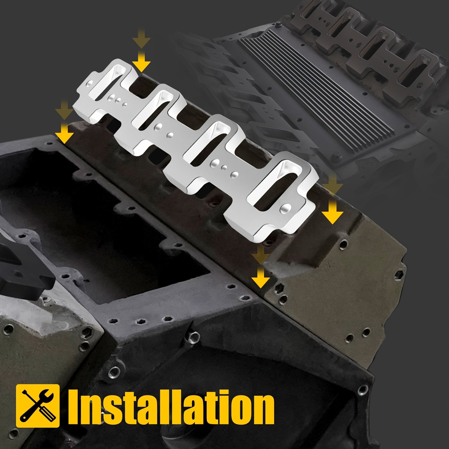 LS1 Cathedral Port Cylinder Head To LS3 LSA ZL1 CTS-V Billet Rectangle Intake Manifold Adapter Plates -Silver