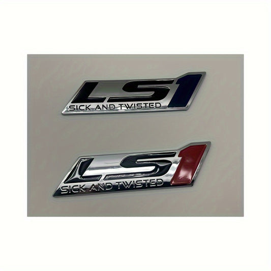 Universal Fit LS1 SICK AND TWISTED Car Emblem, ABS Plastic Auto Badge Decal, Applicable to Various Models - 1 Piece Package