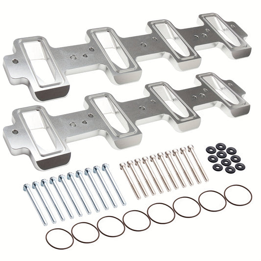 LS1 Cathedral Port Cylinder Head To LS3 LSA ZL1 CTS-V Billet Rectangle Intake Manifold Adapter Plates -Silver