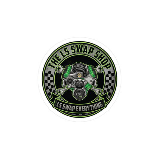 LS Swap Shop Sticker — Mighty GM LS Engine 'LS swap everything' Vinyl Decal