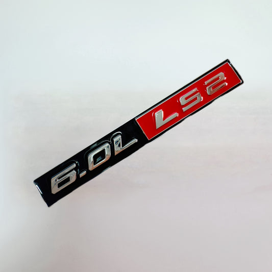 1pc 6.0L LS2 Emblem Black Red Silvery Metal Fender Engine Badge