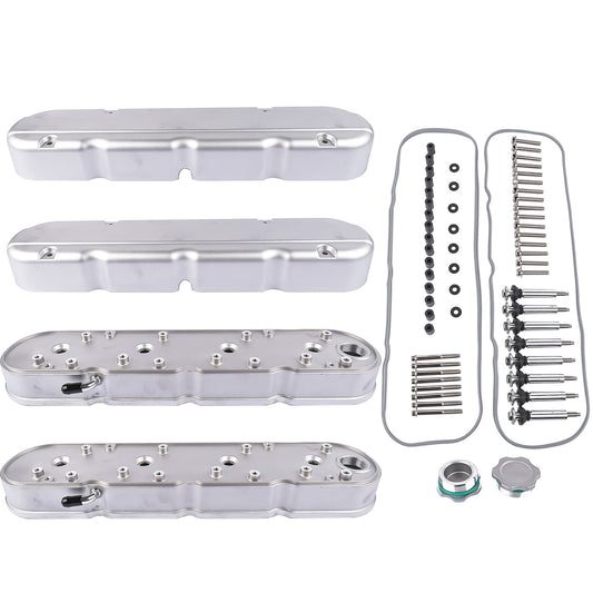 2pcs LS Smooth Cast Valve Covers with Coil Mounts, Replacement for Chevy Small Block SB V8 293 325 346 350 364 376 427 - OEM Compatible Part Numbers 8082-3S, 8082-3, JM8082-3, JM8082-3S