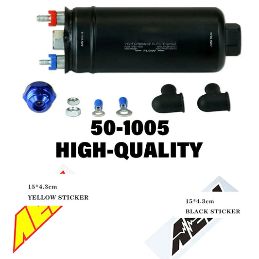 In Stock 0580254044 50-1005 400LPH High Pressure Inline Fuel Pump Kit E85 10AN Fitting+60MM Fuel Filter Bracket + for A-EM Decal
